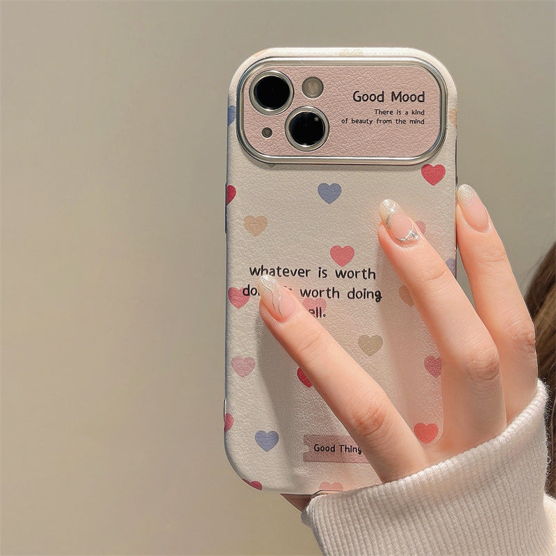 Accessories ins wind simple color love for apple 14 mobile phone case solid color iphone15promax girl heart new