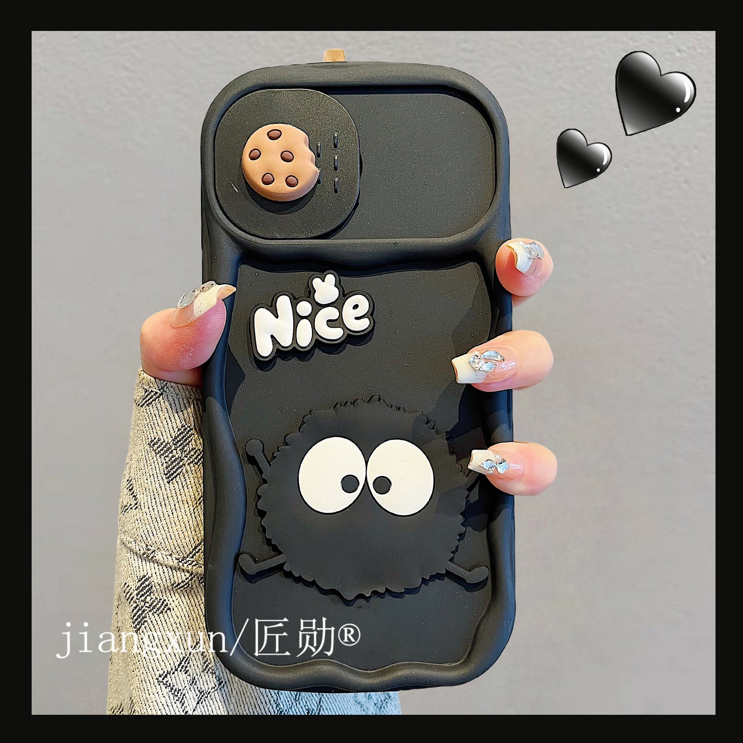 Accessories for iphone15promax phone case 13/14 fun cute sliding window coffee briquettes 14promax