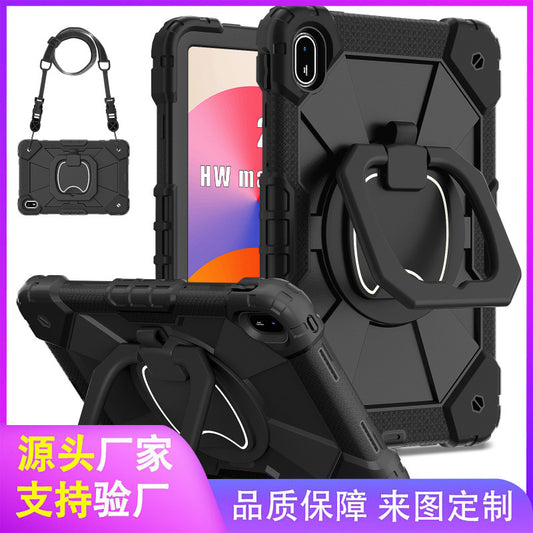 Applicable Huawei Matepad se 11 2024 three-proof silicone protective cover shoulder strap flat anti-drop bracelet bracket protective Accessories