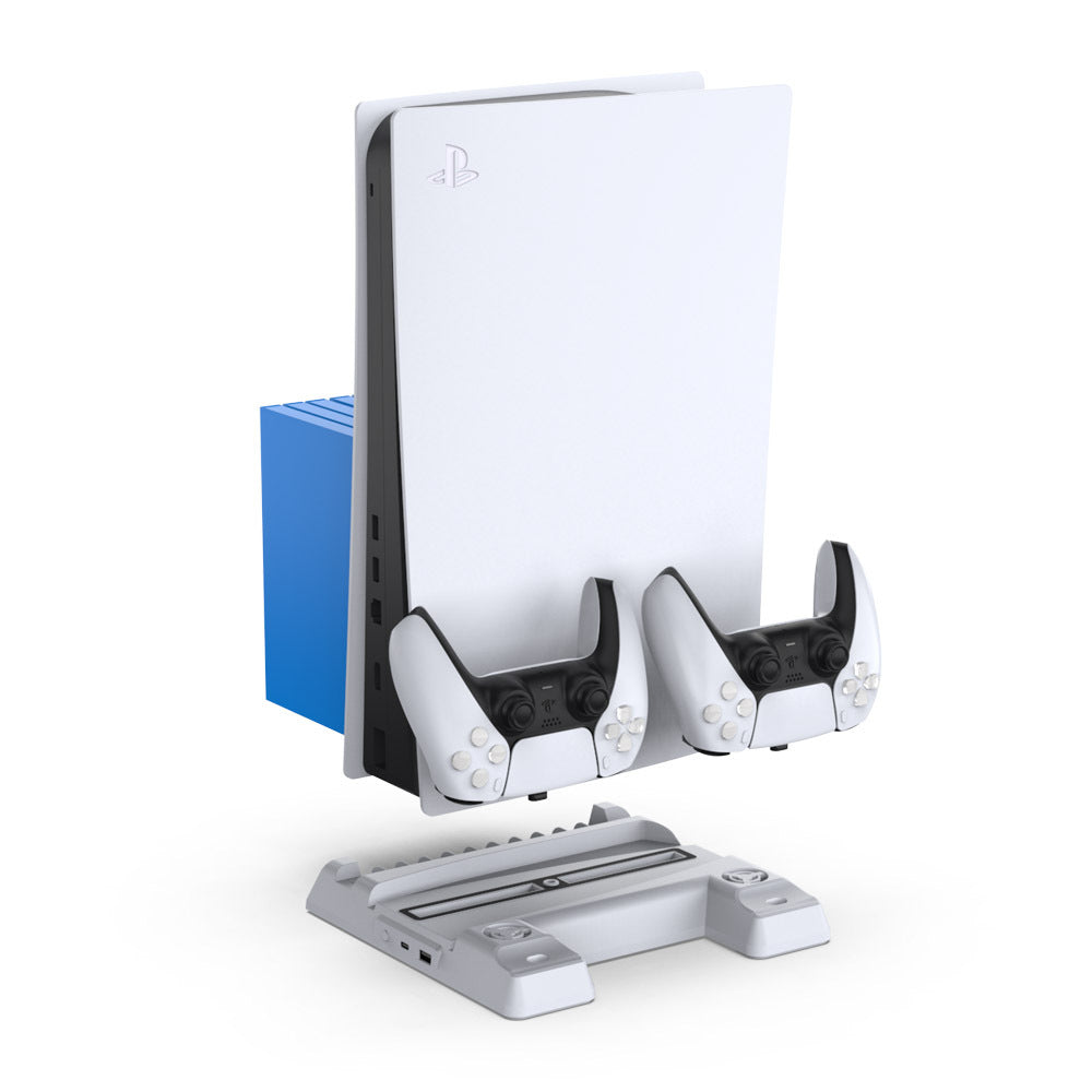 PS5 cooling fan bracket, seat charger PS5 host bracket, cooling base handle, double charging, all-in-one storage rack