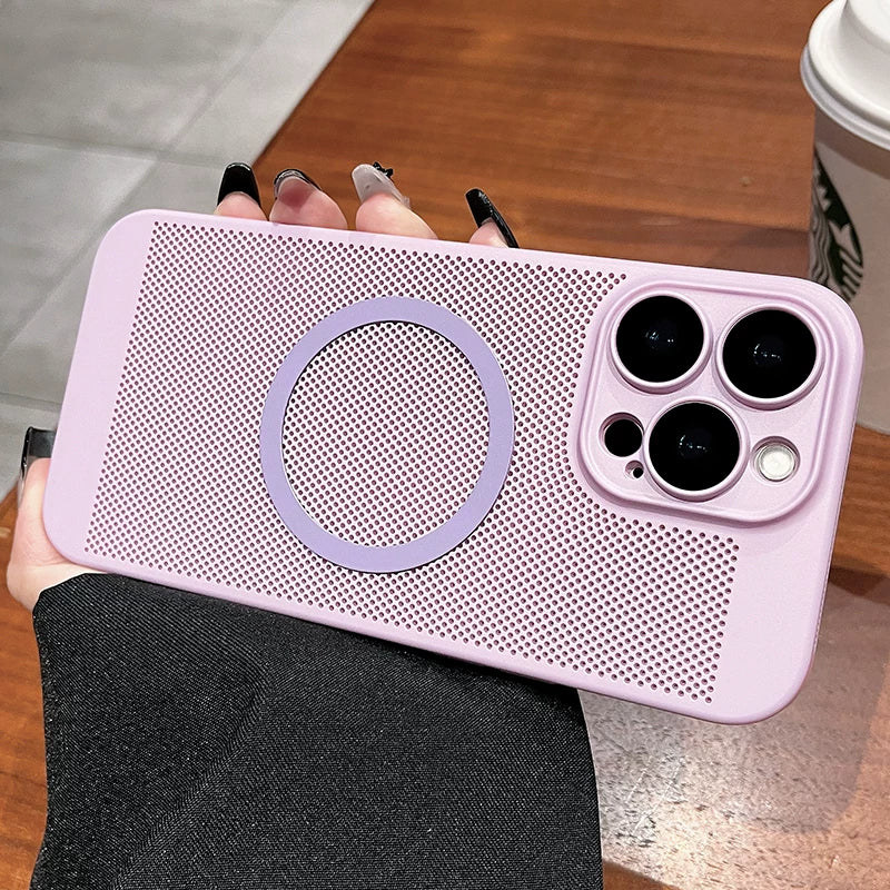 For iPhone 16Promax mobile phone case new iphone15pro protective case 17Promax ultra-thin breathable 13 heat dissipation magnetic suction 12 all-inclusive 14 men's and women's 8plus matte simple hard case Phone accessories