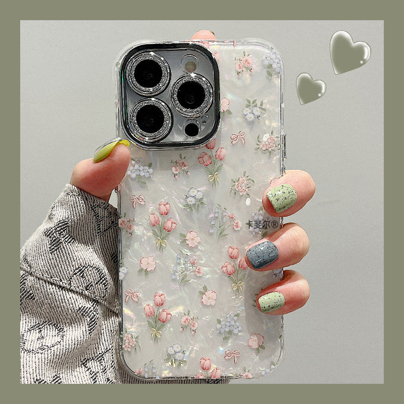 Accessories for summer fresh small floral shell pattern bracelet iphone15pro max mobile phone case Apple 14 new models