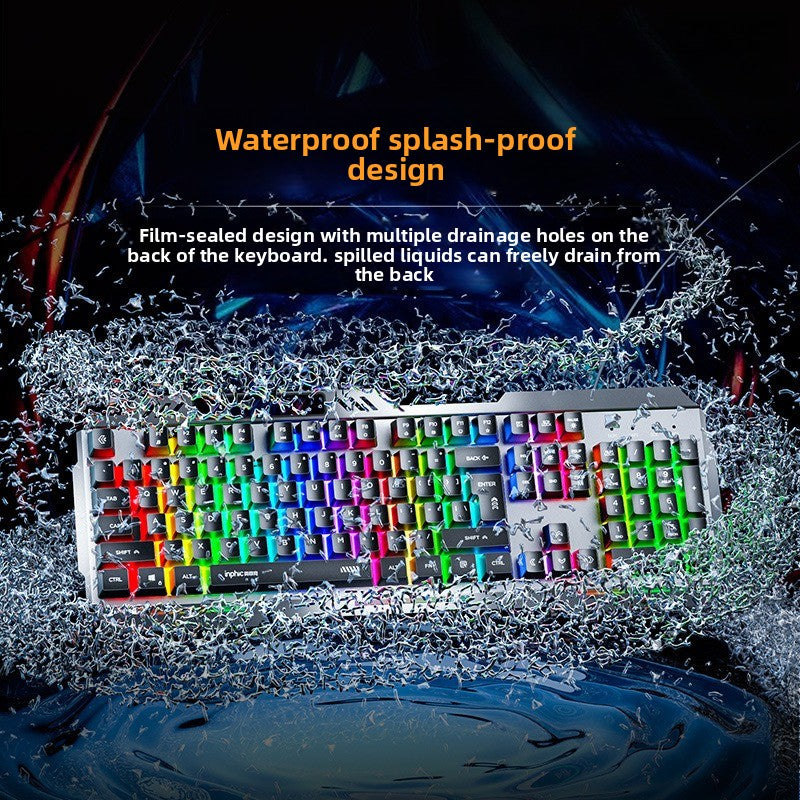 K2 wired keyboard metal panel mechanical feel e-sports game luminous Internet cafe film