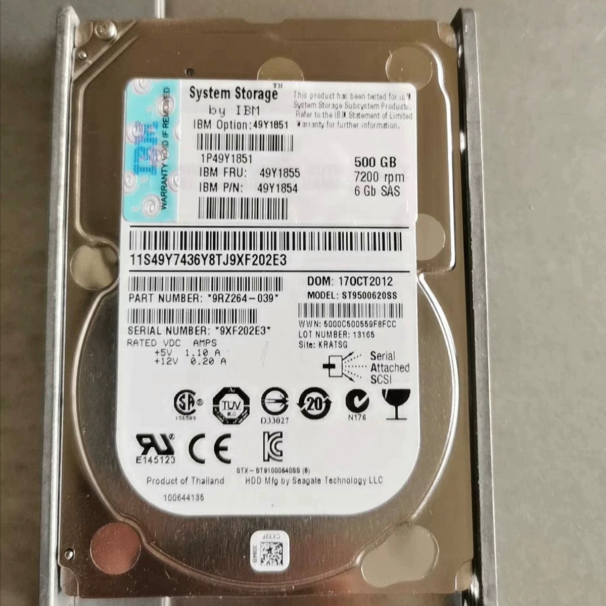 IBM 49Y1851 49Y1854 49Y1855 500GB 7.2K DS3500 DS3524 Storage Hard Disk Servicer