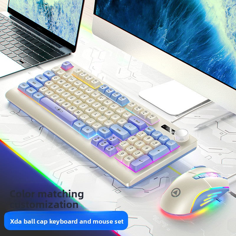 Silver engraving km900 custom game keyboard and mouse set, color matching wired luminous desktop computer accessories