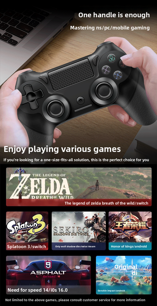 P4 wireless Bluetooth gamepad features six-axis lights that do not disconnect, are compatible with P5, and support Android P3