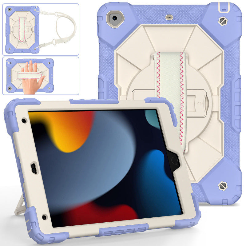 Applicable to iPad 10.2 inch tablet silicone cover iPad9th generation 8th generation 7th generation silicone portable rotating bracket protective case protective Accessories