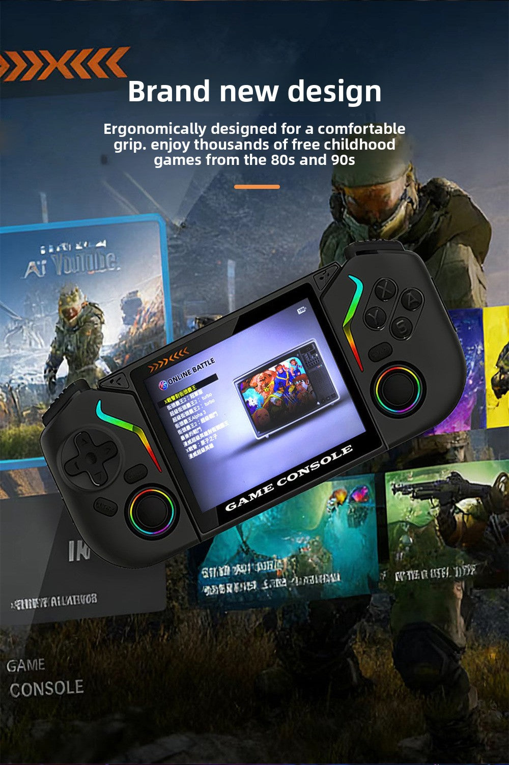 3.5" inch X95 PRO  PSP HD wifi Android 9.0 dual system Retro Handheld Game Console 3000mAh type C rechargable 64GB/128GB Portable Gaming Device  Game Player console