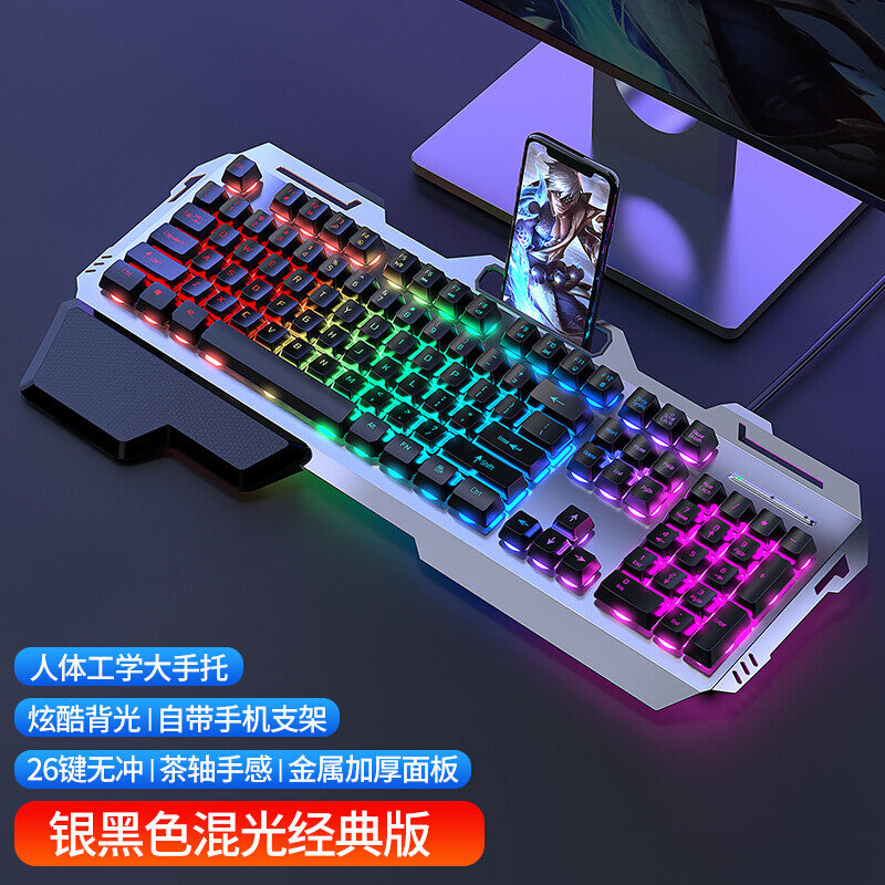 (Shipping fee not included) Cross-border mechanical tea shaft feel keyboard mouse earphone set laptop wired keyboard mouse e-sports game