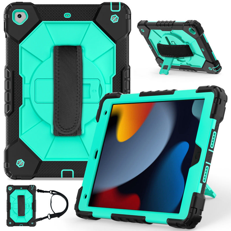 Applicable to iPad 10.2 inch tablet silicone cover iPad9th generation 8th generation 7th generation silicone portable rotating bracket protective case protective Accessories