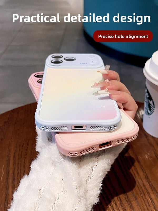 Gradual change smudged glass for iPhone 17promax mobile phone case The new iPhone16 seconds becomes larger Windows integrated lens film 15pro Ice cooling women's case Phone accessories