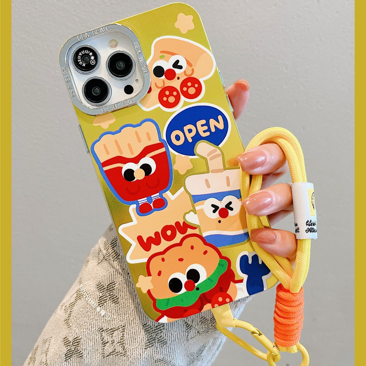 Accessories for iPhone 14 case iphone15promax fries burger lanyard 13 fun cartoon 12 cute new