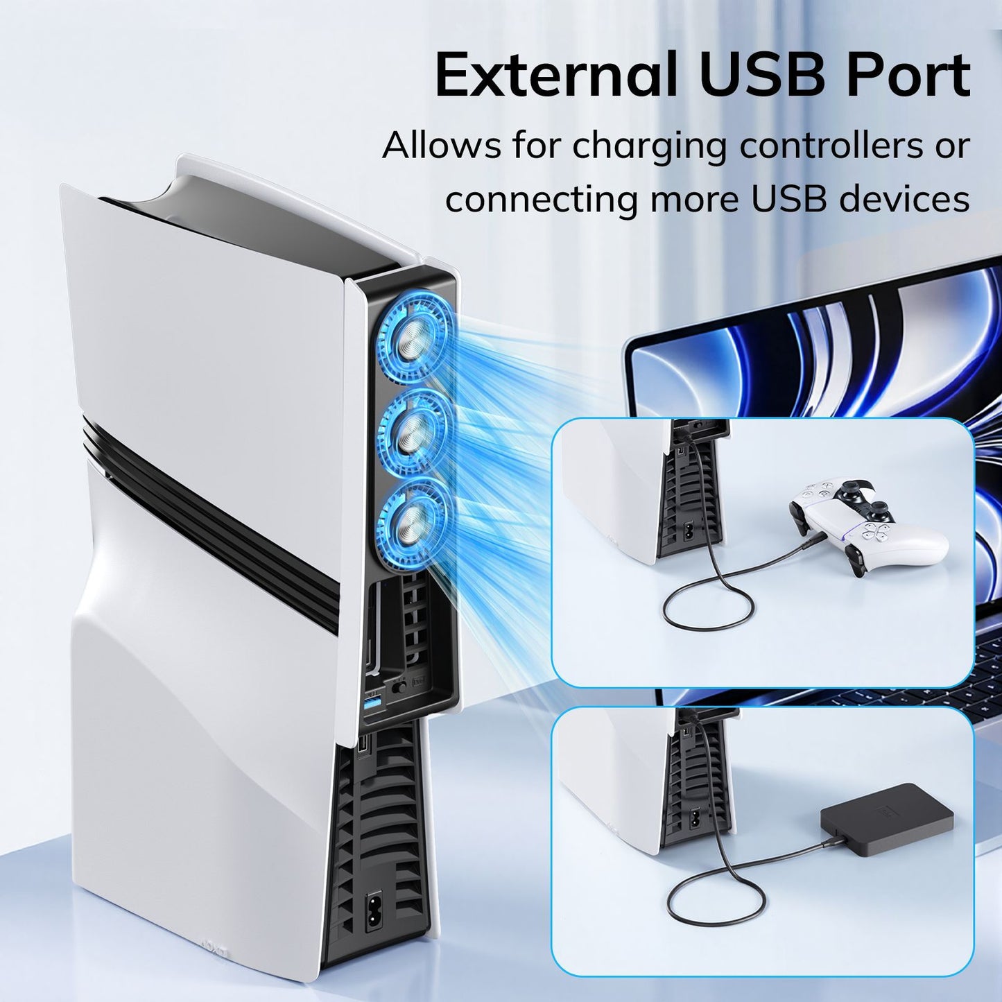 PS5 PRO dedicated host cooling fan P5 temperature control intelligent cooling fan with light silent radiator
