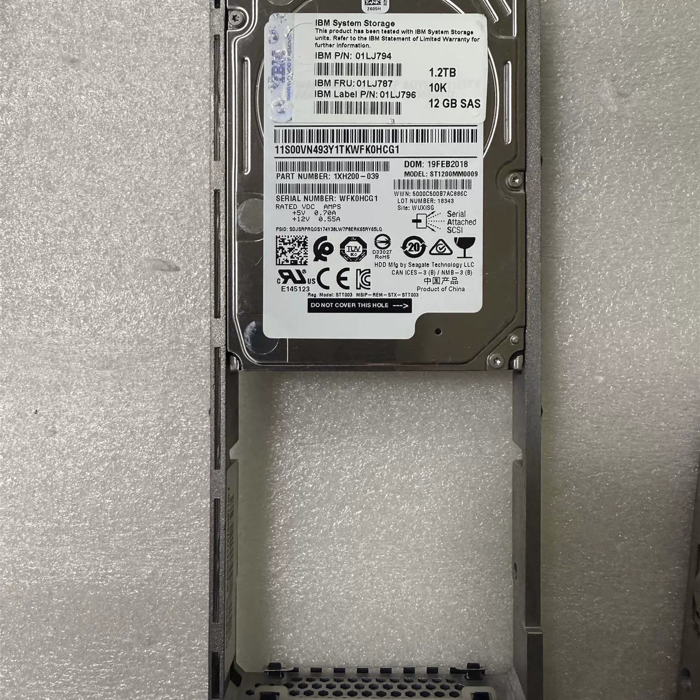 Servicer Original 01LJ787 01LJ794 V7000 Gen2 1.2TB 10K 12GB SAS 2.5 Hard Drive