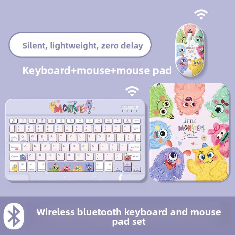 Wireless Bluetooth Keyboard Set For Apple Huawei Xiaomi Tablet PC Special External iPad Keyboard Mouse Set Office Silent No Delay Comfortable and Thin Little Monster Tablet Accessories