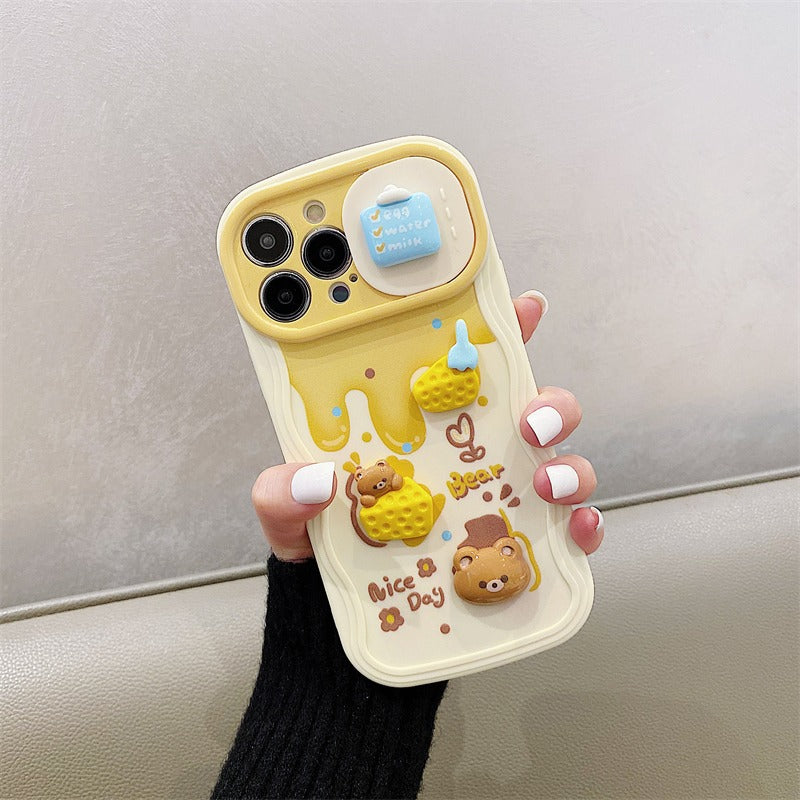 Accessories Cheese Cheese Bear Sliding Window for Apple 14promax Mobile Phone Case iphone13 Cute 11 Soft Case 12