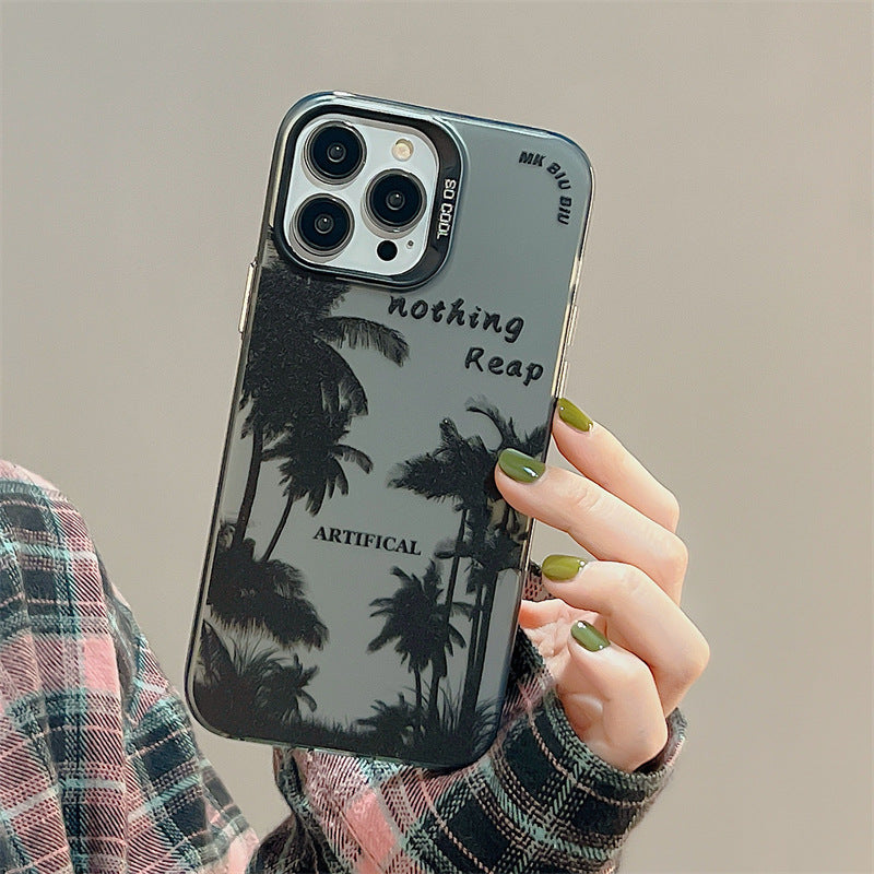 Accessories Niche Premium Induction Plating Coconut Tree for iphone14Promax iPhone 13 Case 11 Couple 12 Women