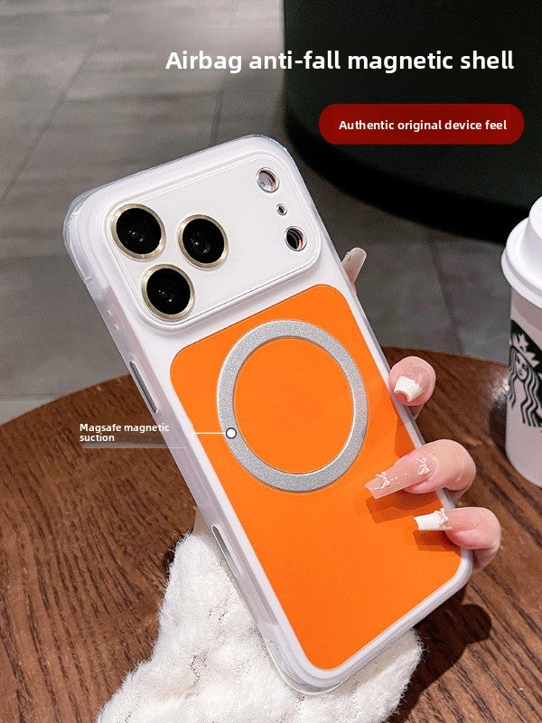 Airbag anti-drop magnetic suction for iPhone 17promax mobile phone case The new iPhone16 seconds becomes larger Windows with lens film Magnetic suction protective case 16pro Airbag anti-drop case Phone accessories