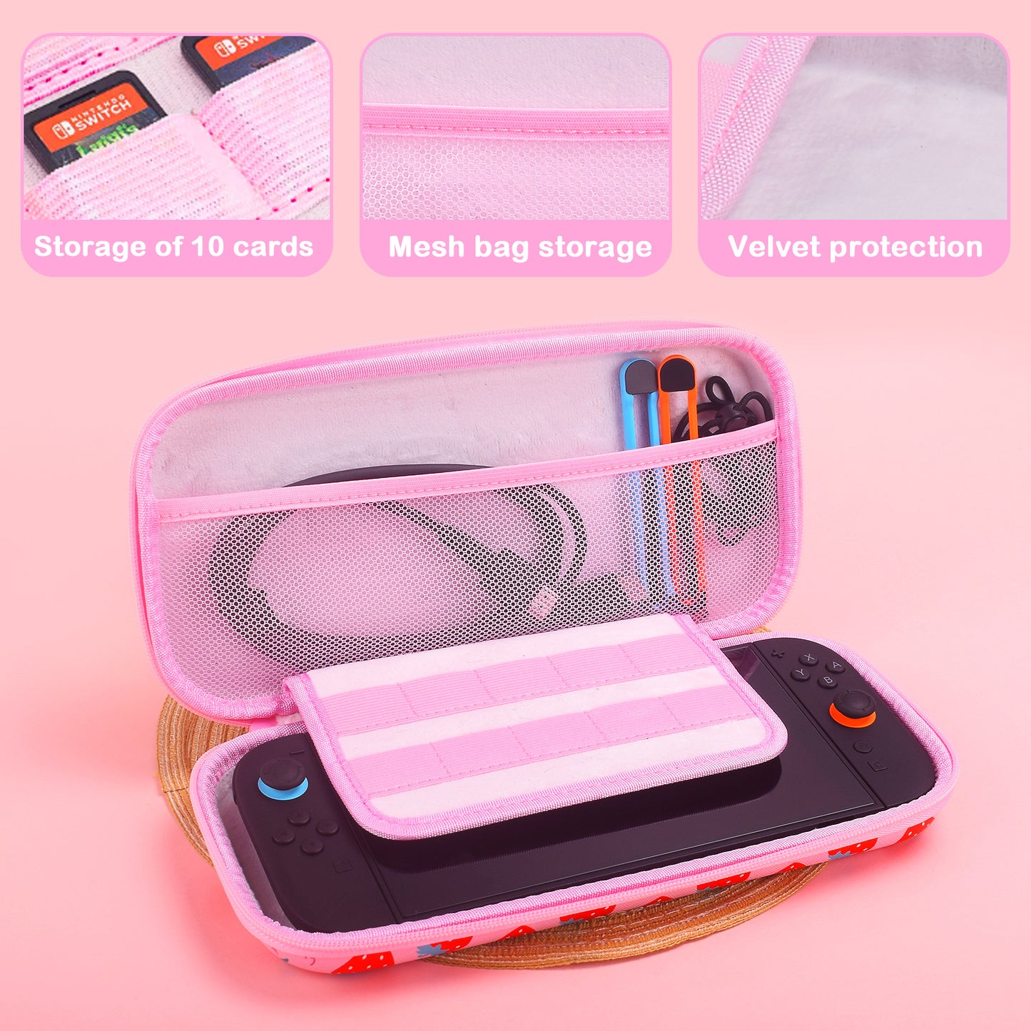 Applicable Nintendo Switch 2 Storage Bag NS2 Game Console Bag EVA Hard Bag Strawberry Bag Oblique Span Bag Shoulder Strap