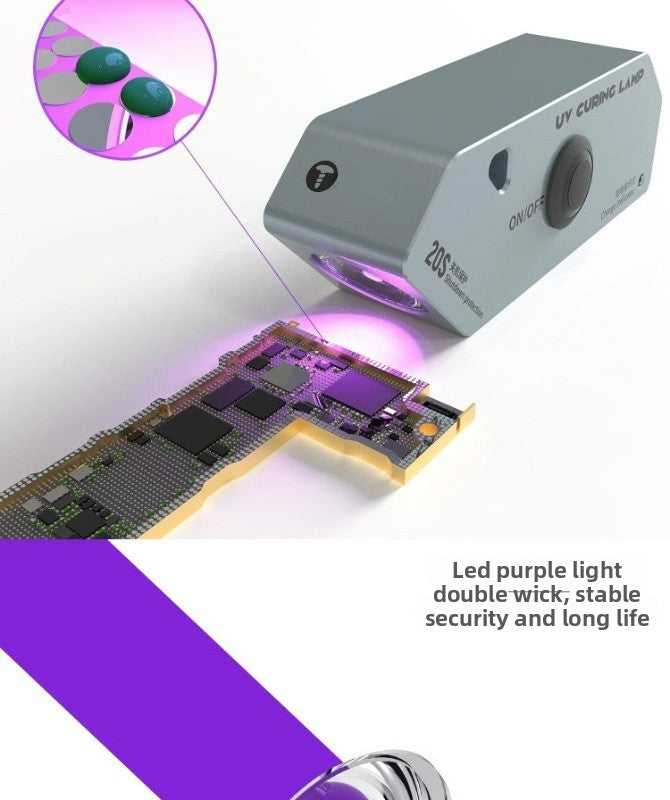 Mobile phone repair uv glue purple light curing light green oil three-second oil aluminum alloy LED double wick curing light