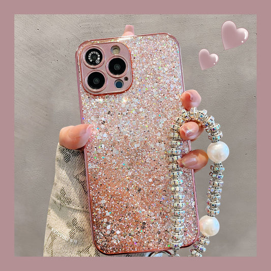 Accessories for Apple 14 mobile phone case iphone15promax glitter sequin bracelet 13 simple niche 12ins new