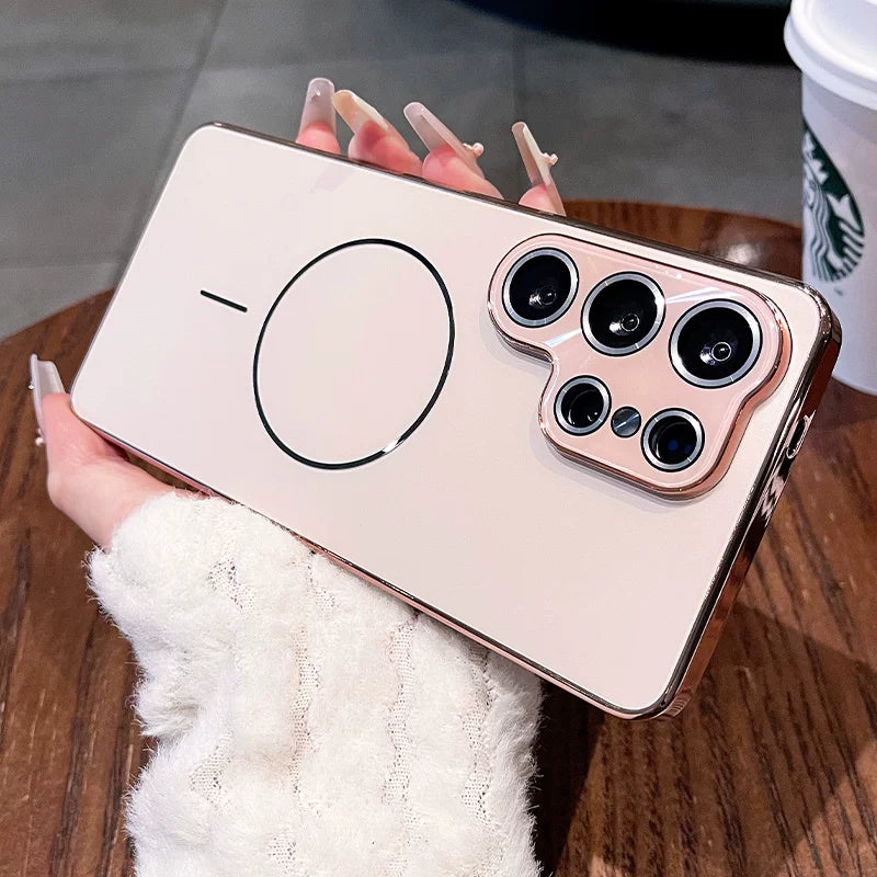 Laser Thin Ring for Samsung S26ultra Phone Case, New S25ultra Integrated Lens Film Full Coverage Protective Case, Samsung Electroplated Edge, Acrylic Back Panel Case, Phone Accessories