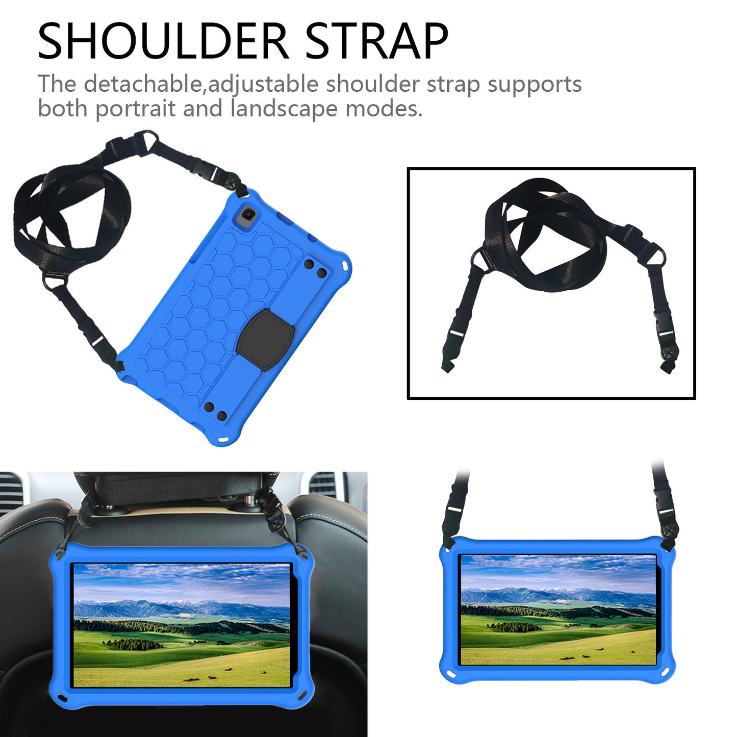 Applicable Samsung A7Lite Tablet T220/T225 Anti-drop Child Protective Cover EVA All Inclusive Hand Support Bracket Shoulder Strap Protective Accessories