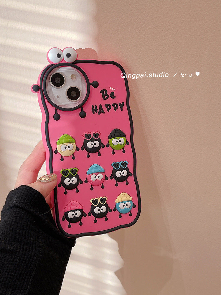 Accessories are suitable for Apple 14promax mobile phone case, the new iphone15 three-dimensional small coal briquettes, women's 13 cartoon cute.