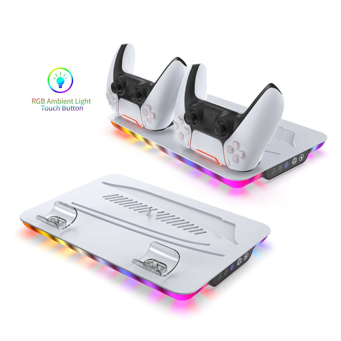 PS5/PS5 SLIM host RGB ambient light cooling fan charging base PS5 handle seat charging storage bracket
