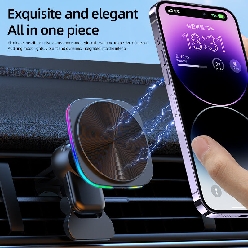 Car magnetic wireless charging 15w magnetic wireless charger, wireless magnetic attraction is suitable for Apple Android mobile phones