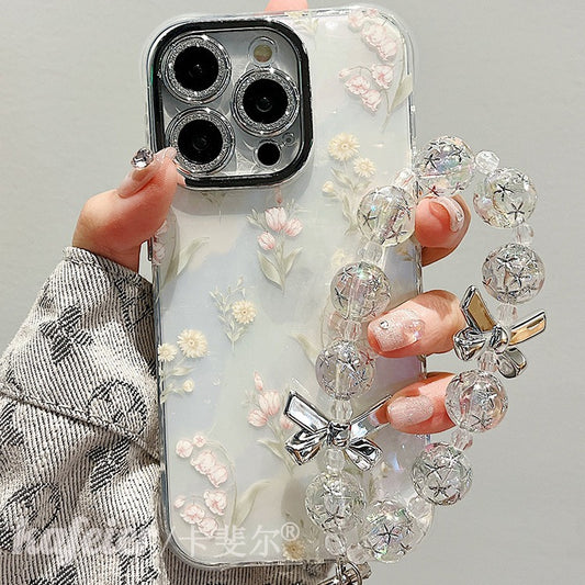 Accessories for premium sense fritillary shell peony flower bracelet iphone14pro max mobile phone case apple 15 new