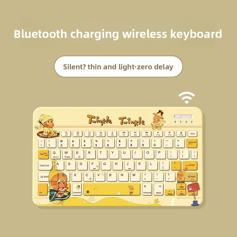Bluetooth Keyboard Mouse Set For Apple Huawei Xiaomi Tablet PC External Notebook Wireless Silent Light 0 Delay Office Game iPad Charging Girls Cute Stars Tablet Accessories
