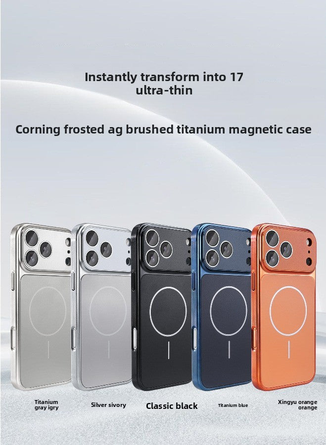 Large window magnetic suction for iPhone iPhone18ProMax magnetic suction model 17Pro simple advanced 16 with lens film 15 all-inclusive hard case 14/13 business style Phone accessories