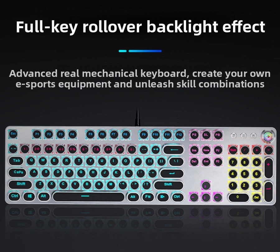 E-sports wired mechanical keyboard Metal keycap Mechanical axis keyboard and mouse headset Punk game keyboard and mouse