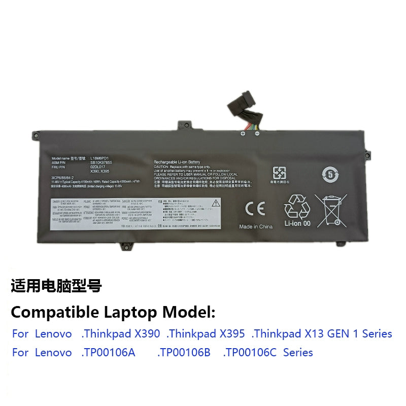 (Shipping fee not include)For  Lenovo X390 X395笔记本L18C6PD2 L18L6PD1 L18M6PD1 repalcement battery 02DL018