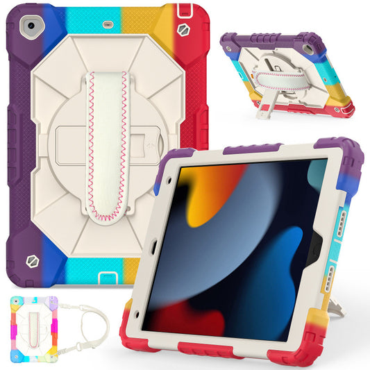 Applicable to iPad 10.2 inch tablet silicone cover iPad9th generation 8th generation 7th generation silicone portable rotating bracket protective case protective Accessories