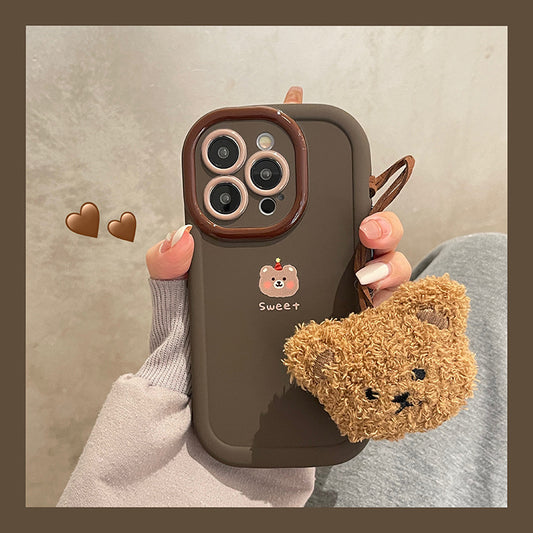 Accessories Autumn and winter Internet celebrity cartoon bear doll for Apple 15promax mobile phone case iphone14pro simple 13