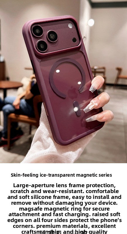Ice transparent magnetic suction For iPhone 18promax mobile phone case new iPhone17 new color soft edge hard back ultra-thin 18pro strong magnetic adsorption 16 men's and women's simple shell Phone Accessories