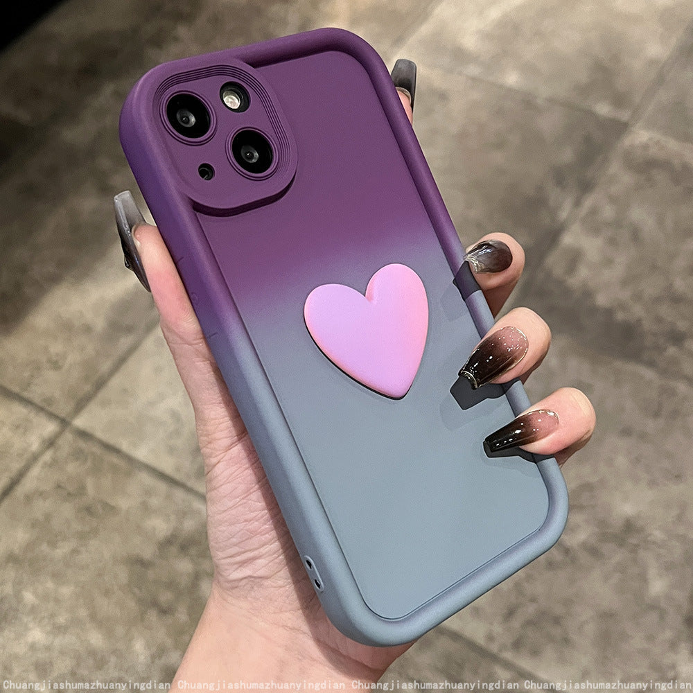 Accessories Korean gradual change love purple for iphone15 mobile phone case apple 14promax soft silicone 13 all-inclusive 12