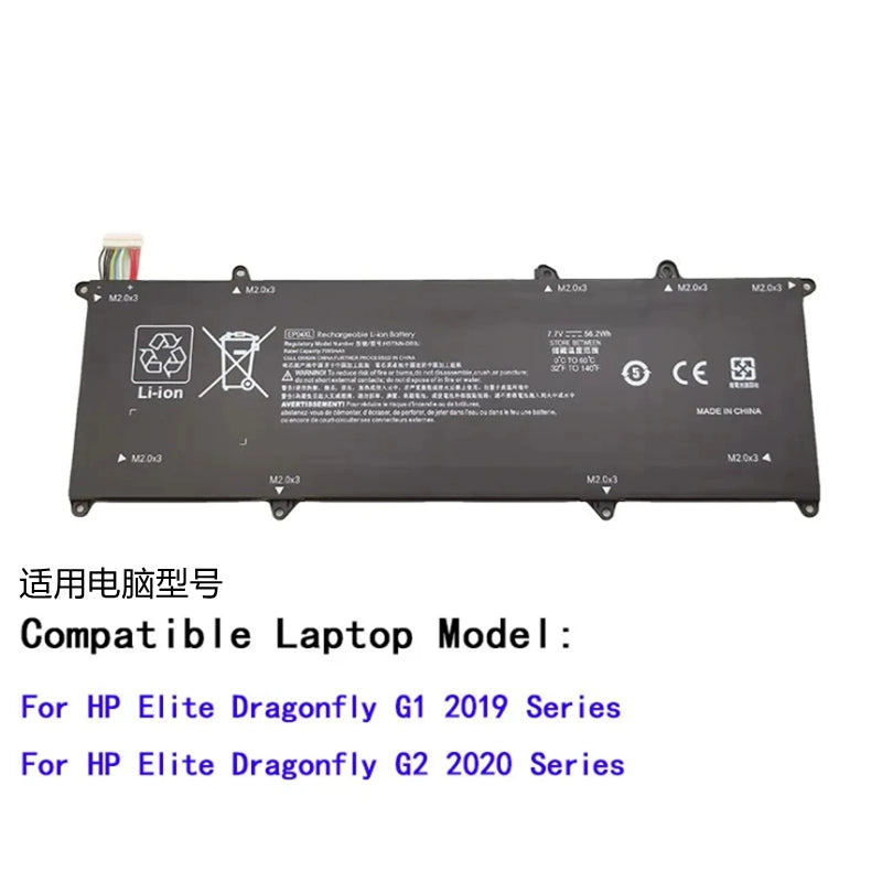 (Shipping fee not include)forHPfor惠普  Elite Dragonfly G1 G2 HSTNN-DB9J  repalcement battery EP04XL