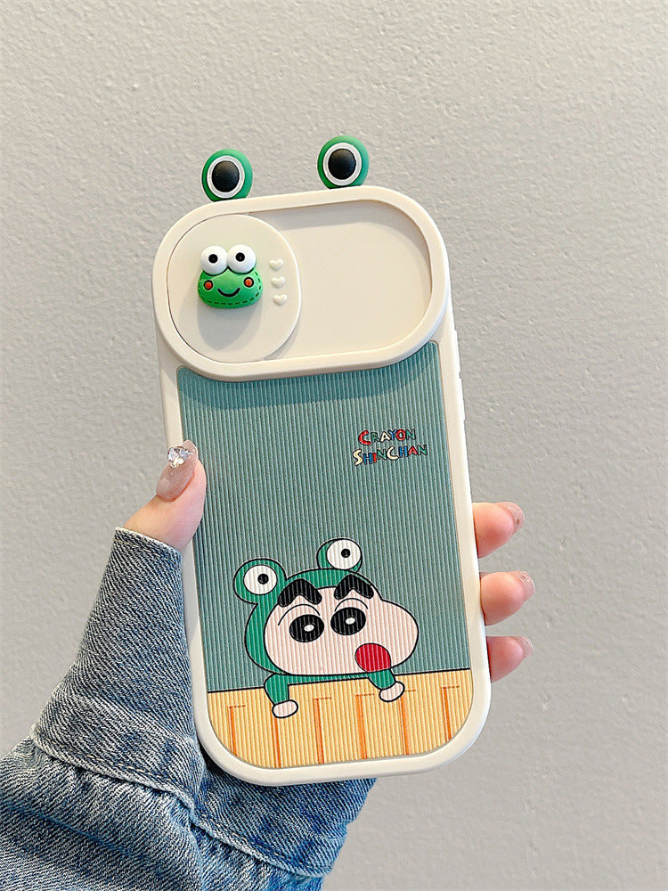 Accessories Cute Frog Applicable to Apple 15 Mobile Phone Case New iPhone 14Pro Women's 13 Silicone 11 Window Push All-inclusive Anti-