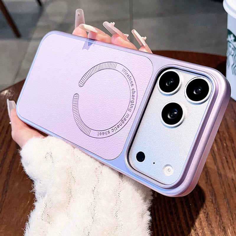 Instant Change for iPhone 17 Pro Max Case New iPhone 16 Protective Case Ultra-thin 15 Pro Lychee Leather Texture Full Coverage Shockproof Magnetic Women's Premium Soft Edge Hard Case Phone Accessories