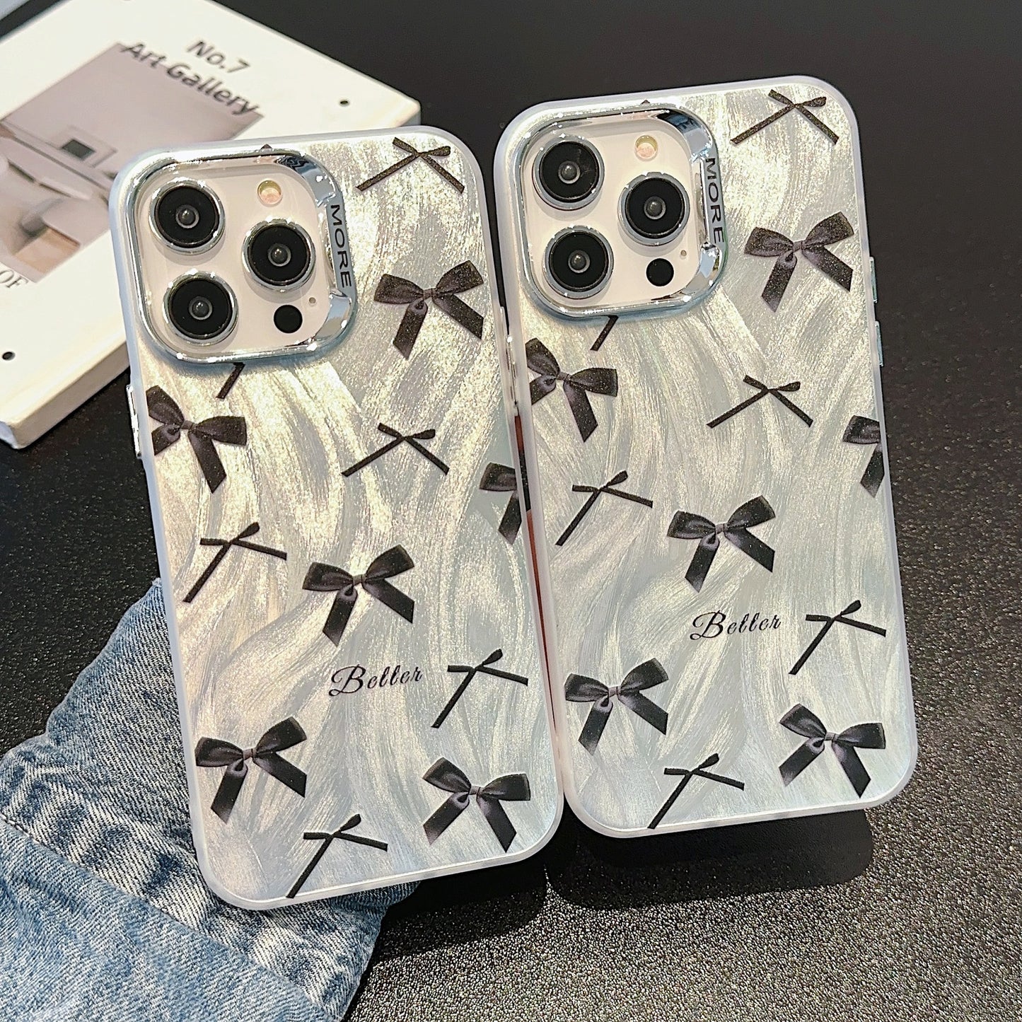 Accessories Simple bow is suitable for Apple 15Pro mobile phone case iphone14 new texture 13 niche 12 cute