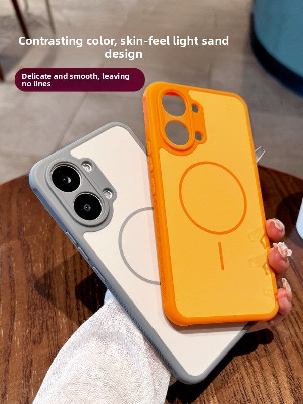 Contrasting color heat dissipation magnetic attraction For Redmi turbo5 max mobile phone case New turbo5 strong magnetic adsorption fine hole frame Redmi side heat dissipation design Soft edge shell Phone Accessories