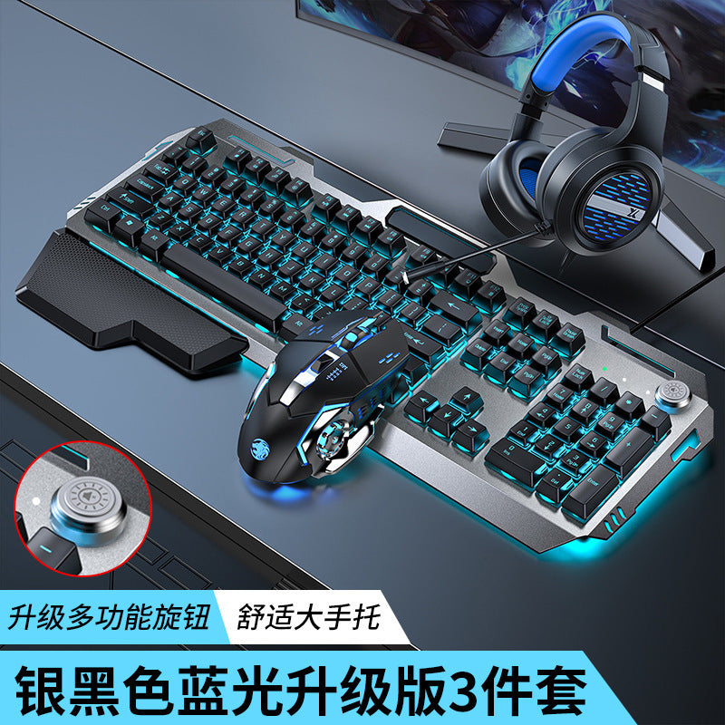 (Shipping fee not included) Cross-border mechanical tea shaft feel keyboard mouse earphone set laptop wired keyboard mouse e-sports game