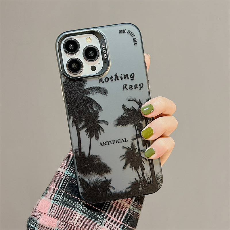 Accessories Niche Premium Induction Plating Coconut Tree for iphone14Promax iPhone 13 Case 11 Couple 12 Women