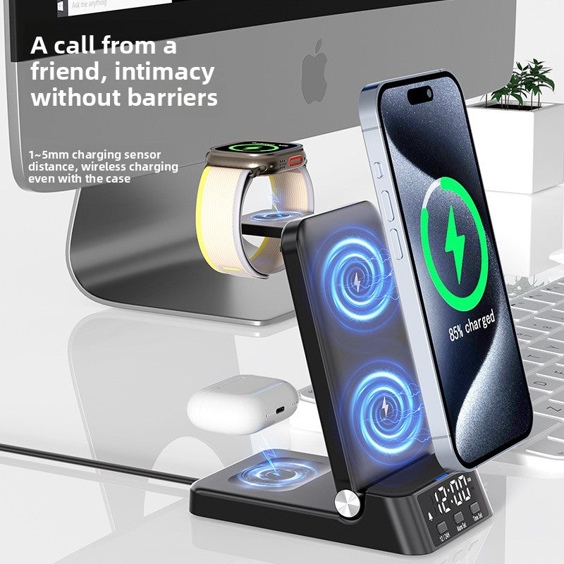 Wireless charger 3-in-1  desktop vertical clock wireless charging iwatch 8 multi-function base apple samsung