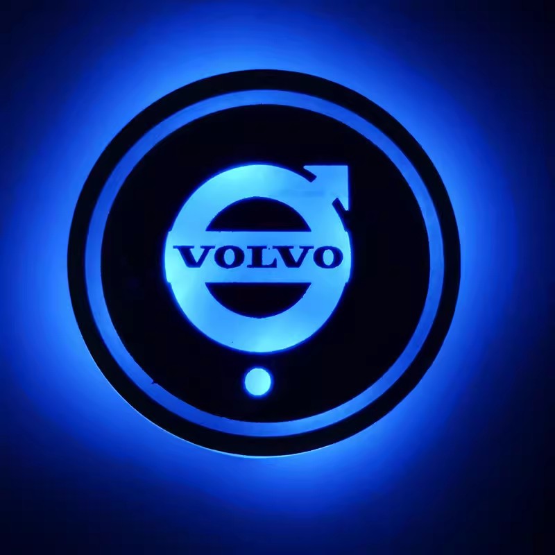 (Free shipping) Full brand Car LED light water coaster Colorful water coaster Car atmosphere light USB charging Non-slip mat