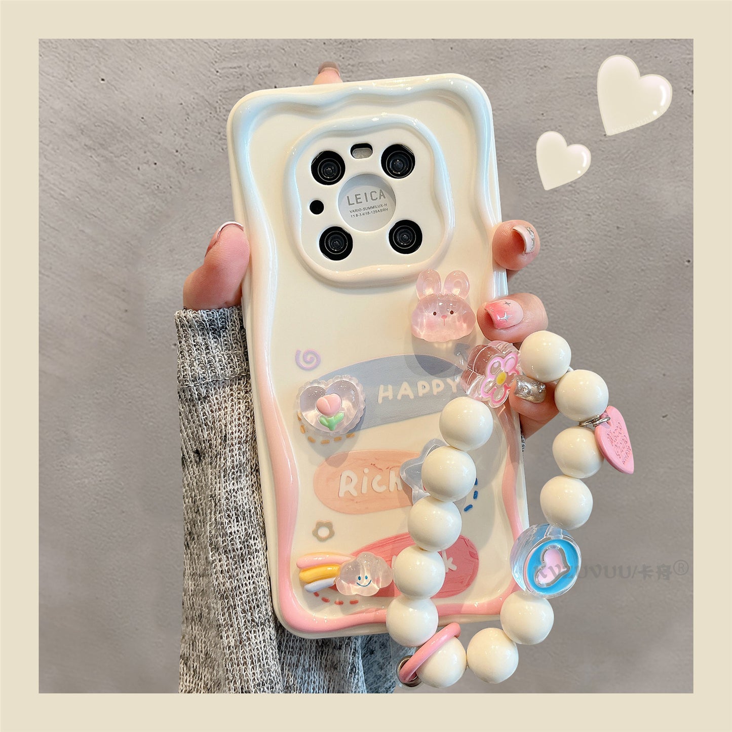 Accessories for Huawei mate50 mobile phone case mate40pro three-dimensional rabbit bear bracelet mate50pro cute card