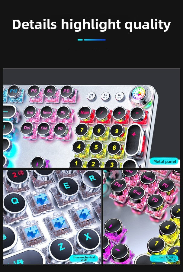 E-sports wired mechanical keyboard Metal keycap Mechanical axis keyboard and mouse headset Punk game keyboard and mouse